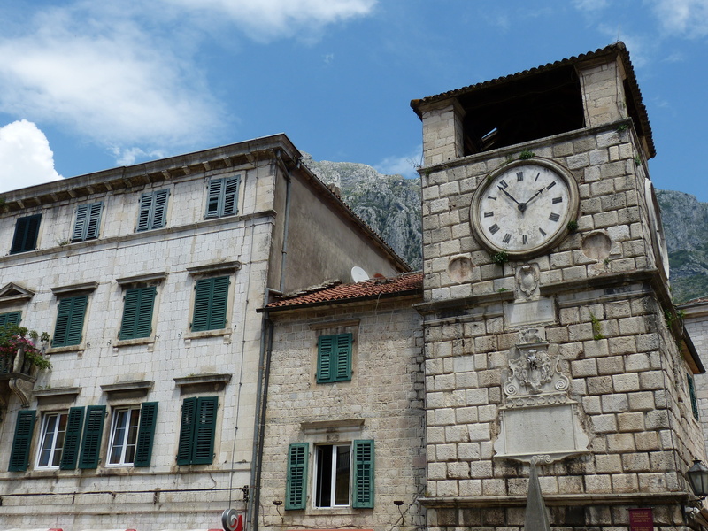 no people, sky, history, clock, time, unesco world heritage, tower, building exterior, cloud - sky, Montenegro, architecture, Kotor, minute hand, the past