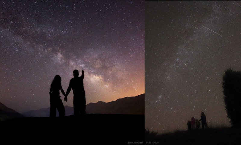 land, space and astronomy, night, star field, tranquil scene, women, scenics - nature, space, astronomy, sky, star - space, nature, stars, togetherness