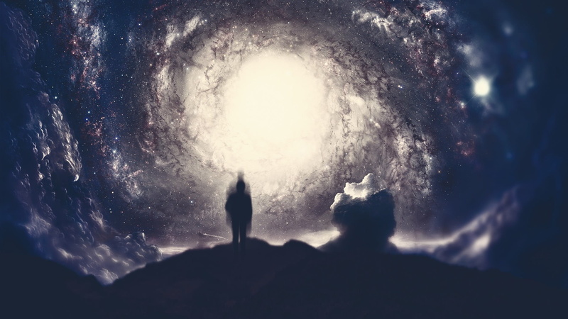 moon, togetherness, scenics - nature, spooky, blue, light - Natural Phenomenon, two people, real people, cloudscape, mystery, fantasy, unrecognizable person