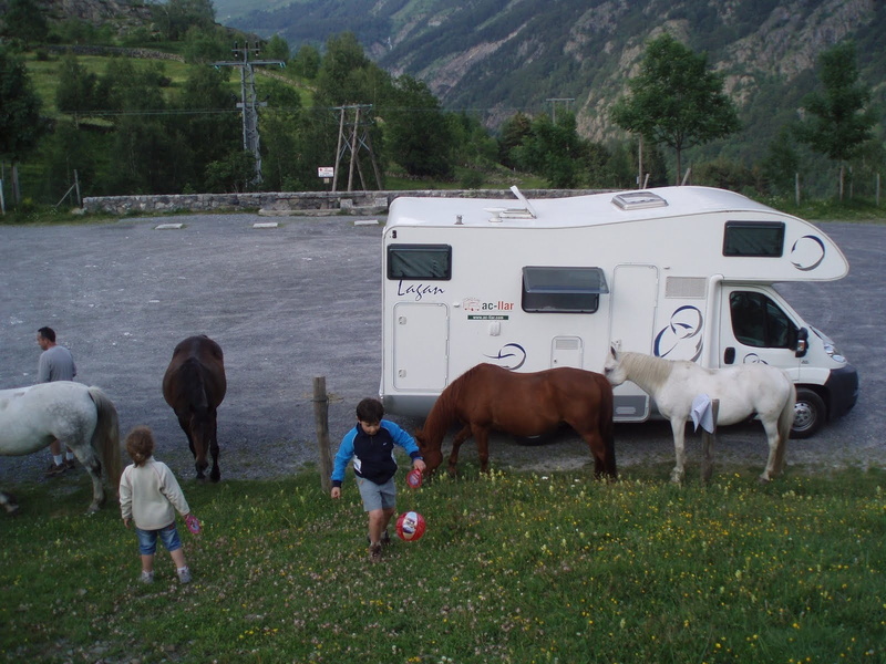 camping, auto, caravana, 720P, caballos