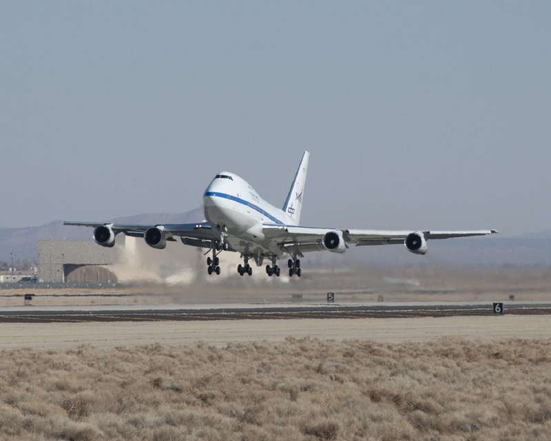 observatory, aerospace industry, transportation, arrival, takeoff, journey, landing - touching down, airport, boeing 747sp, stratospheric observatory, national