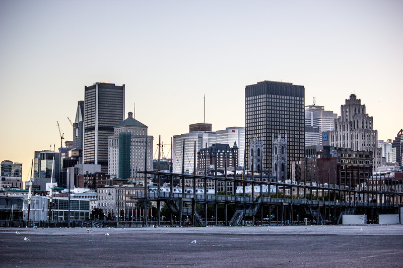 outdoors, residential district, cityscape, building exterior, tall - high, skyscraper, built structure, buildings, sunset, modern, sky, yacht club de montreal