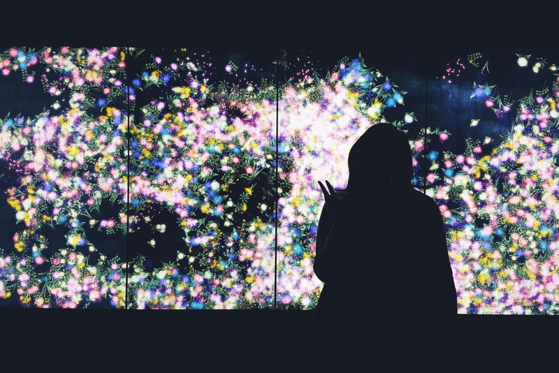 vulnerability, plant, real people, night, 2K, leisure activity, multi colored, standing, illuminated, rear view, nature, waist up, pace gallery, lifestyles