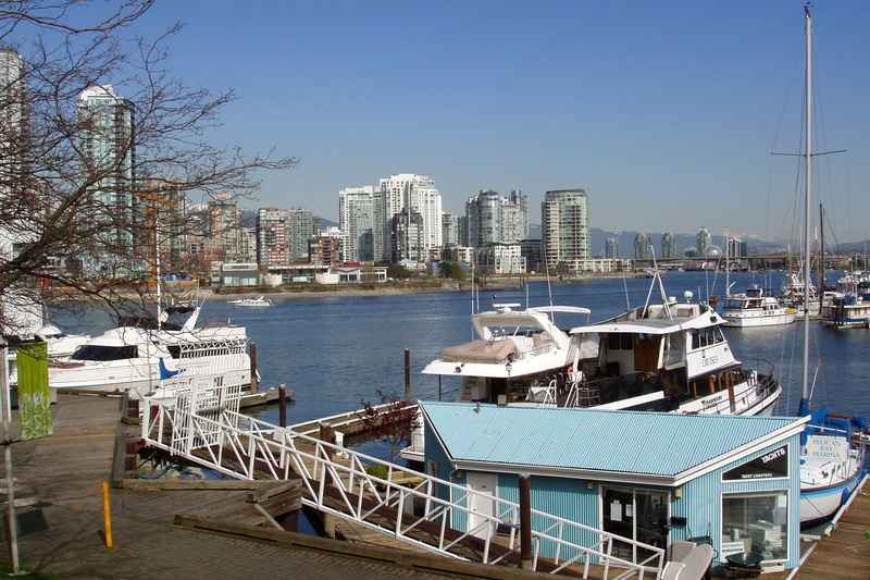 Vancouver, sky, passenger craft, 2K, buildings, pier, british columbia, building, outdoors, day, yacht, vancouver, residential district, architecture