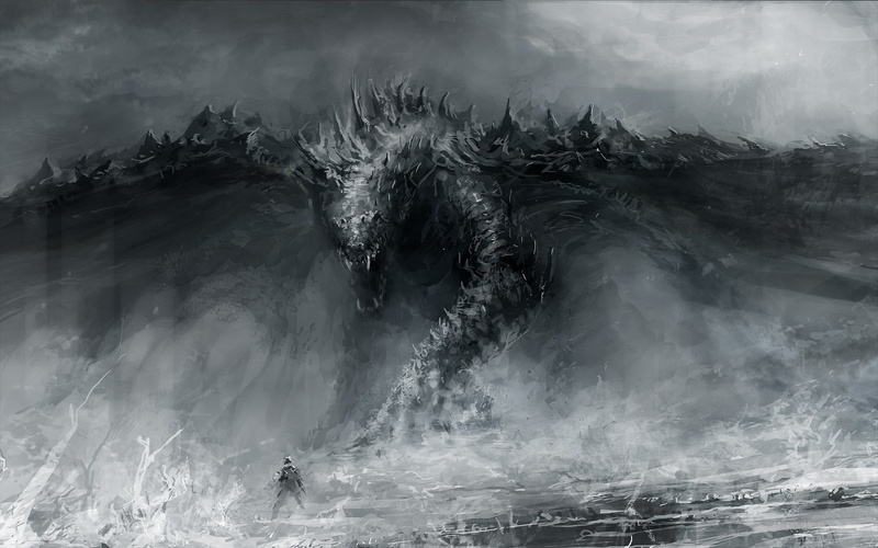 grayscale, dragons, monsters, x, abstract, black, drawings, 1080P, hd, black and white, art, artwork, fantasy, white