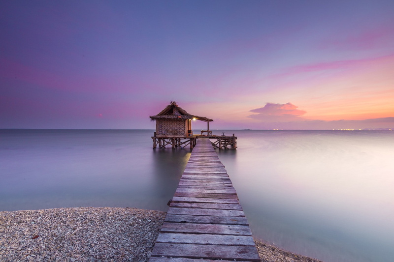 1080P, wood, house, sky, pier, bridge, architecture, horizon, sea, alone, photography
