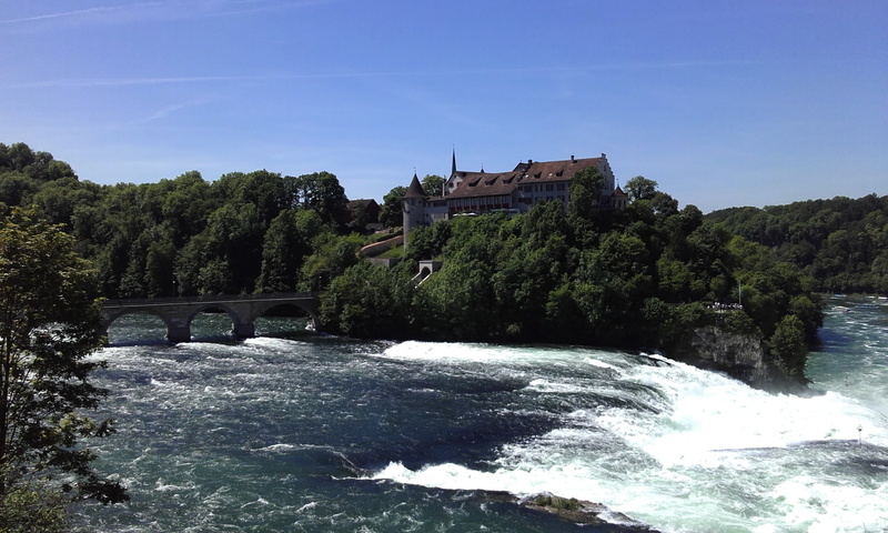 long exposure, day, rheinfall, built structure, motion, 2K, nature, flowing water, river, waterfront, architecture, bridge, building exterior, waterfall