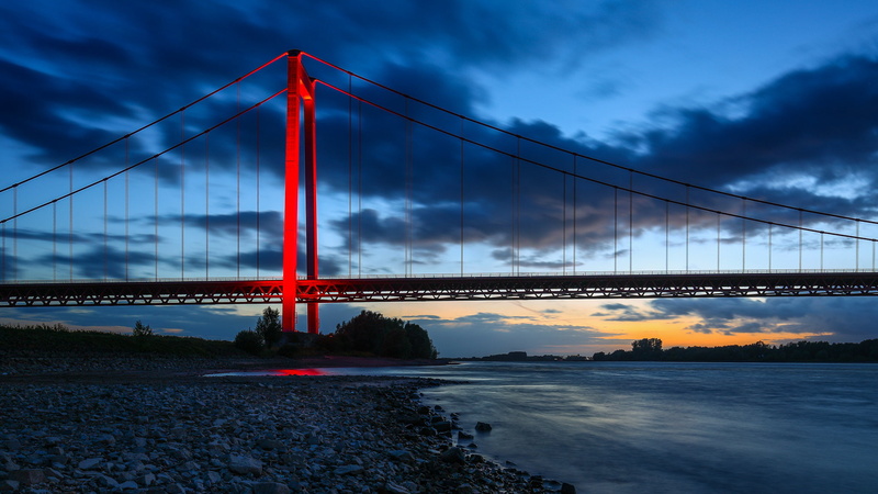 the Rhine river, Amerisci bridge, 1080P, Germany, Emmerich am Rhein, bridge, North Rhine-Westphalia, river, Emmerich Rhine Bridge, Rhine River