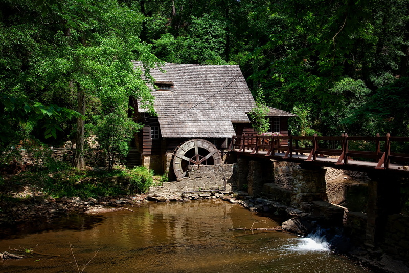historic, day, outdoors, arch bridge, old, 1080P, landmark, nature, tree, built structure, fuel and power generation, stream, flowing water, photo, forest
