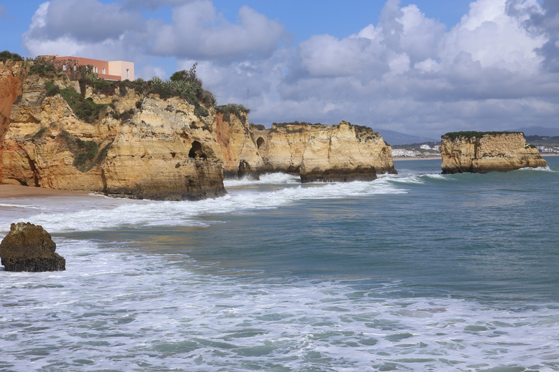 rock - object, rock, stack rock, rocky coastline, algarve, rock formation, horizon, vacations, waterfront, day, nature, west, ocean, outdoors, water, blue