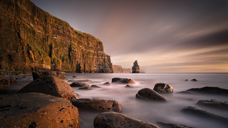 beach, decor, mist, rock formation, land, sea, rock - object, nature, miniature, beauty in nature, 1080P, brown, landscape, cliff, no people, motion, scenics - nature