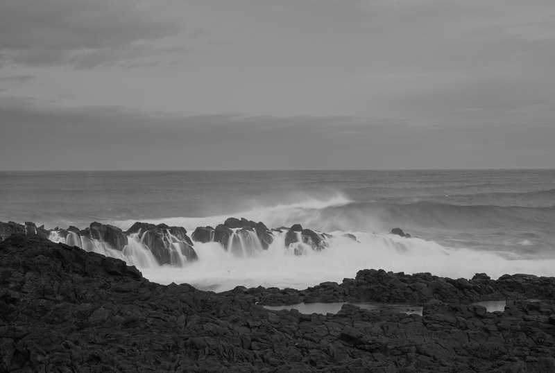 landscape, land, horizon, rock - object, day, 5K, korea, sea, jeju sea, black and white, tranquility, republic of korea, tranquil scene, cloud, water