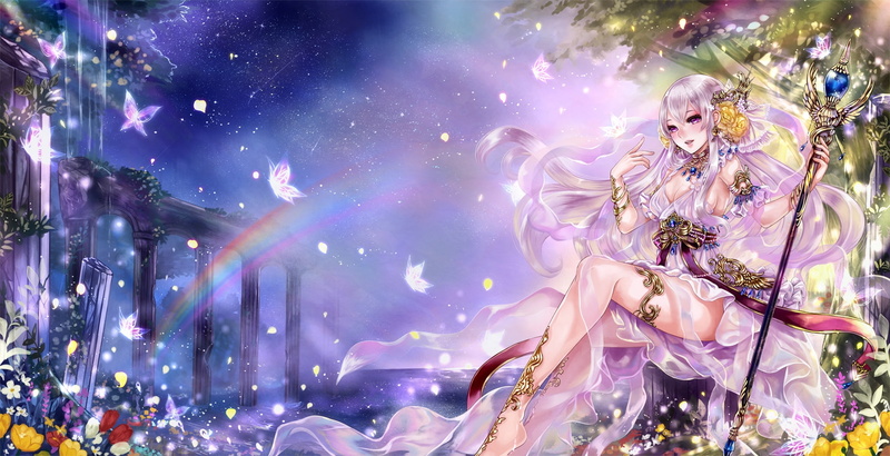 emotion, plant, fantasy, 1080P, rainbow, arts culture and entertainment, landscape, celebration, flower, nature, decoration, holiday, new years eve, Anime