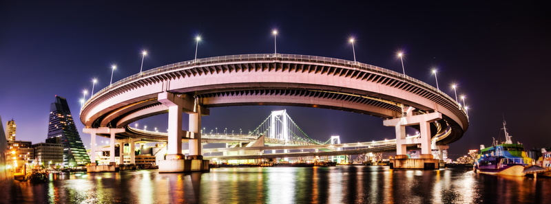 City, skyscraper, bridge - man made structure, photography, travel destinations, reflection, connection, built structure, Night, Metropolis, water, no people