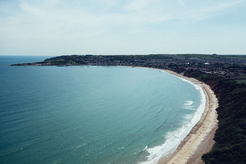 cloud - sky, built structure, bay, tranquil scene, turquoise colored, high angle view, beach, Dorset, 4K, sea, travel Locations, scenics, architecture