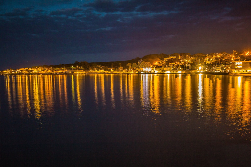 Swanage, built structure, illuminated, architecture, cloud - sky, building, Sky, Water, dusk, waterfront, no people, outdoors, sky, Reflection, water, building exterior