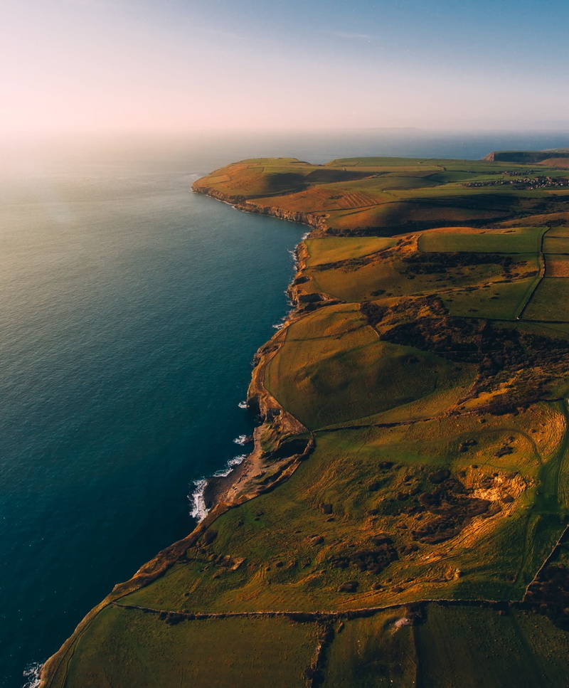 tourism, tranquil scene, high angle view, nature, scenics, outdoors, england, horizon over water, scenic, great britain, coastline, horizon, 1080P, non-urban scene
