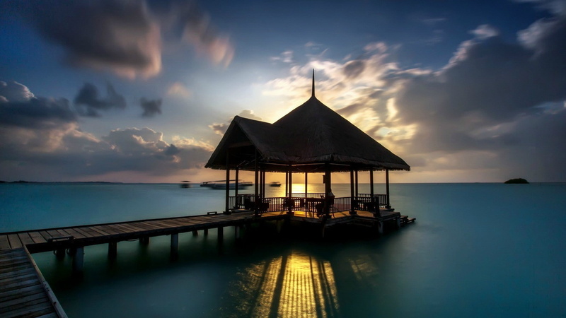 sea, resort, pier, water, beauty in nature, scenics - nature, horizon over water, building, tranquility, 1080P, tranquil scene, no people, nature, horizon
