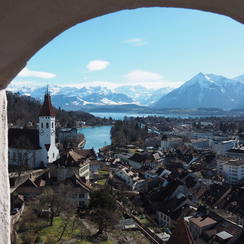 scenics - nature, beauty in nature, city, sky, architecture, townscape, building exterior, 2K, water, thun, town, lake, travel destinations, built structure