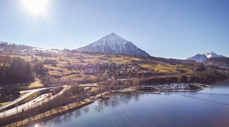 swiss, scenics - nature, bernese, yuneec, see, usa, sun, landscape, mountain range, view, nature, tranquil scene, mountain, niesen, day, new york city