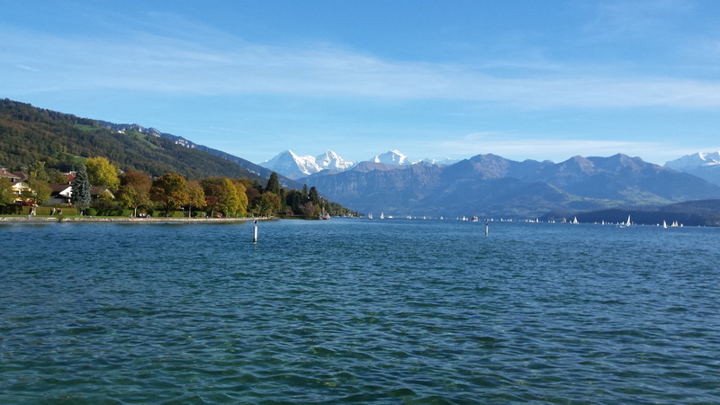 view into land, cloud - sky, water, mountain, nature, sunday afternoon, 4K, plant, beauty in nature, lake, scenics, waterfront, idyllic, lake of thun