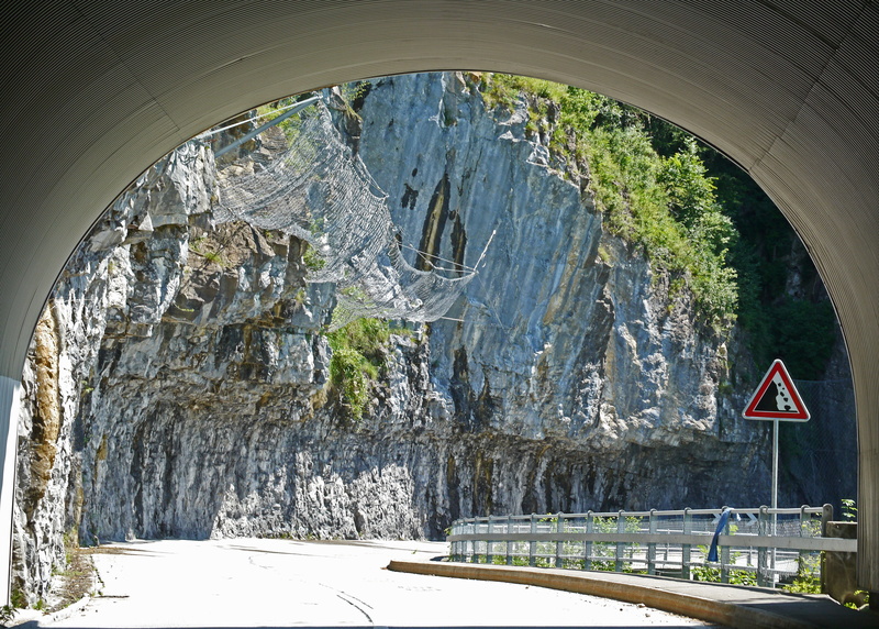 mountains, curvaceous, transportation, architecture, outlook, beatenberg, fang grid, summer, tunnel, flag, Seestrasse, rock, mood, road sign, sign, bridge