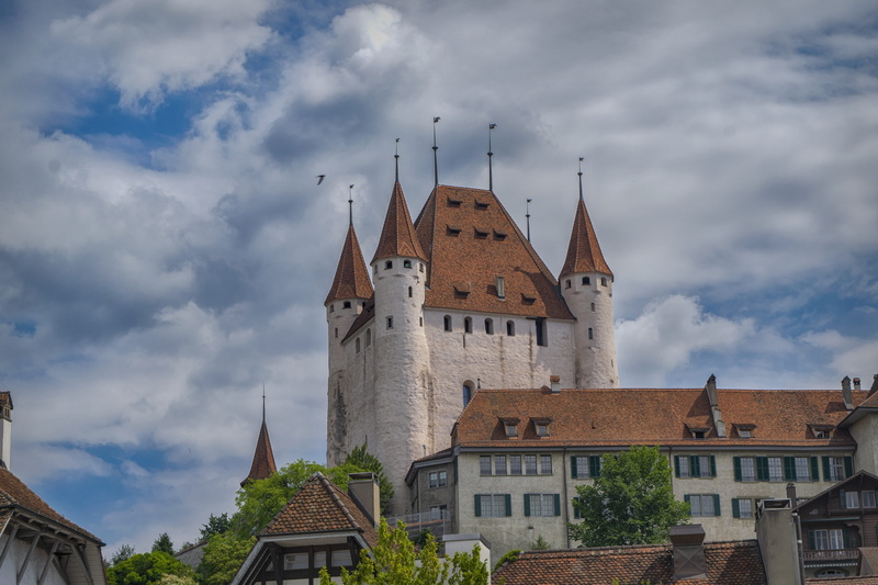 built structure, romantic, cloud - sky, history, the past, outdoors, clouds, spire, tower, no people, city, belief, thun, building, spirituality, castle