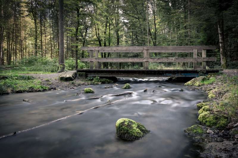 outdoors, flowing water, bridge - man made structure, switzerland, light, beauty in nature, 5K, leafs, guntelsey, long exposure, smooth, land, growth