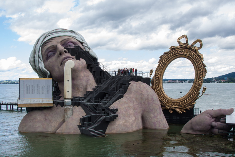 architecture, lifestyles, real people, constance, bregenzer festspiele, travel, building exterior, lake, stage, outdoors, day, Bregenz, adult, one person