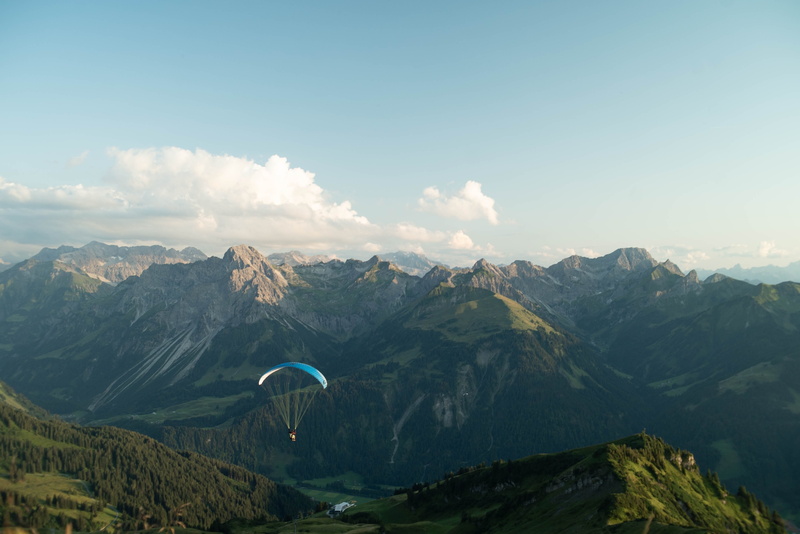 float, majestic, environment, snow, tranquility, landscape, sky, vacations, day, mountain, scenics - nature, mountain range, outdoors, alm, mountains, parachute