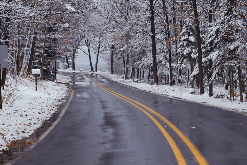 bare tree, diminishing perspective, united states, tranquil scene, cold temperature, winter, traveling, no people, land, white, wet, outdoors, forest, michigan