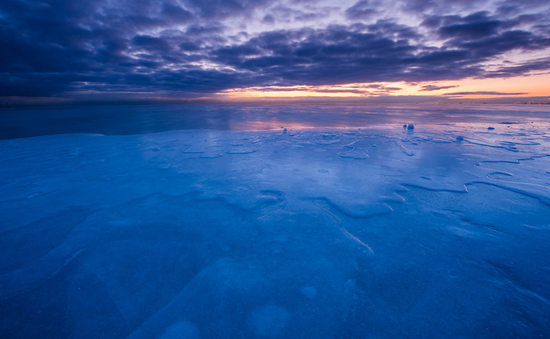 Illinois, idyllic, non-urban scene, horizon, Winter, blue, February, lagoon, United States, 4K, orange color, cloud - sky, Lake, purple, no people, iceberg