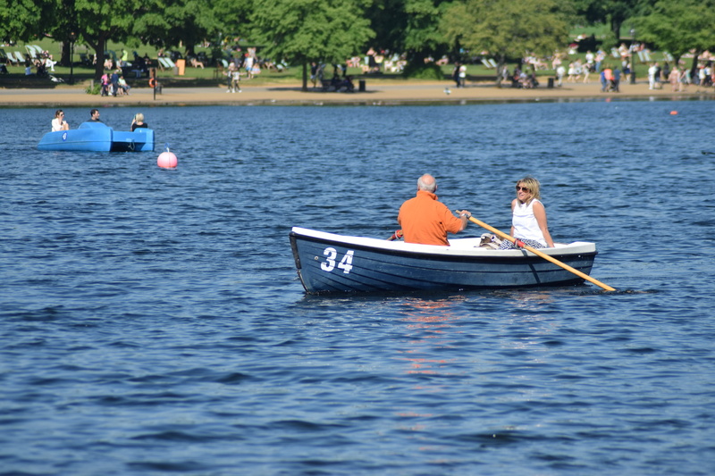 Water, men, summer, leisure activity, scenic, sport, tourism, Lake, sitting, nautical vessel, Boat, Leisure, fun, paddle, real people, exercise, outdoors