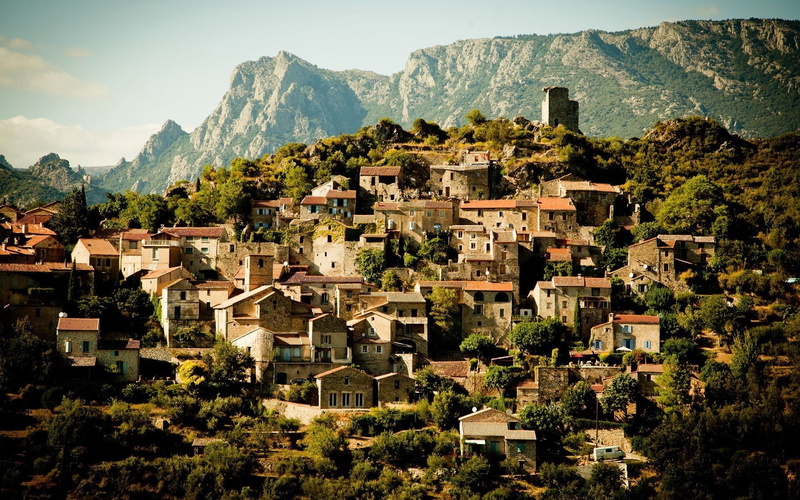 mediterranean Culture, city, ancient, building, tree, upland, houses, europe, town, townscape, panoramic, scenics, mountain range, travel, old-fashioned