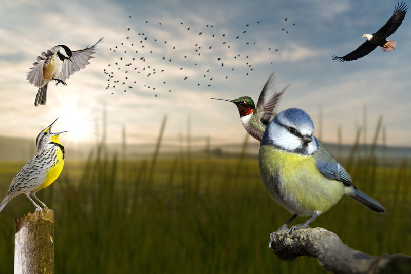animal, feather, group of animals, head, bald eagle, beauty in nature, combined, bird, spread wings, vertebrate, sunset, chickadee, black capped, plant