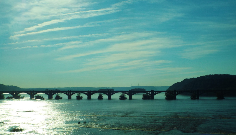 beauty in nature, outdoors, connection, cloud - sky, river, tranquility, susquehanna river, sky, waterfront, bridge - man made structure, bridge, nature