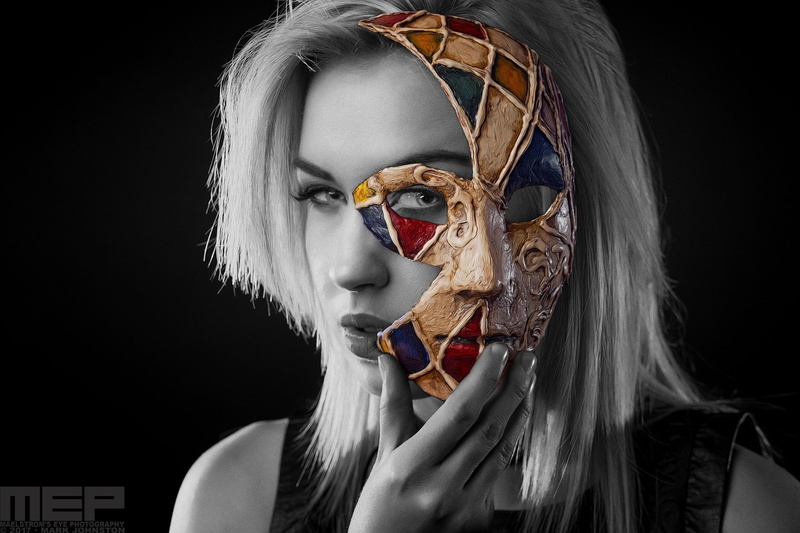 women, simple background, headshot, mask - disguise, model, one person, black background, celebration, hairstyle, body part, fashion, The Maelstroms Eye