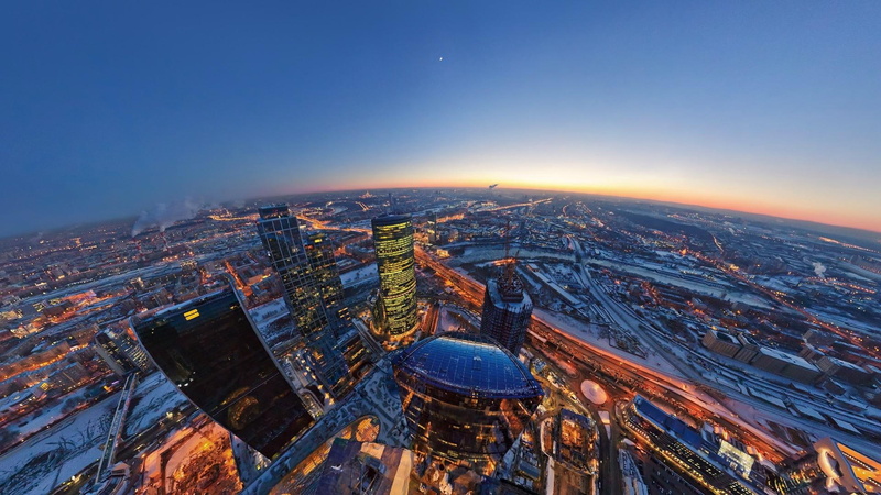 moscow, city, great, night, photo, nature and landscapes, skyscrapers, aerial, 1080P, lights, view