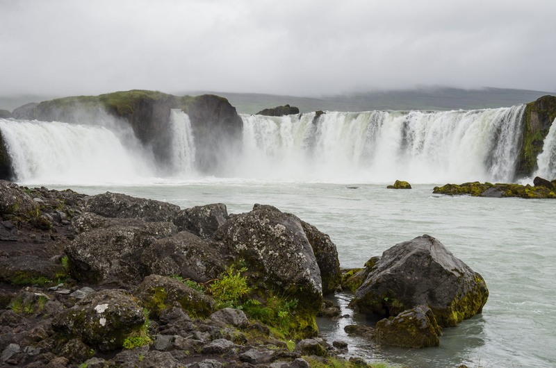 gorge, waterfalls, scenics - nature, cloud - sky, godafoss, land, rock, power in nature, water, stream - flowing water, solid, environment, long exposure