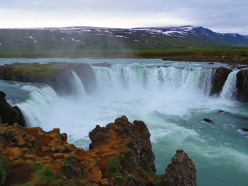 nature, environment, long exposure, beauty in nature, flowing water, rock - object, outdoors, non-urban scene, cloud - sky, mountain, rock, Godafoss, sky