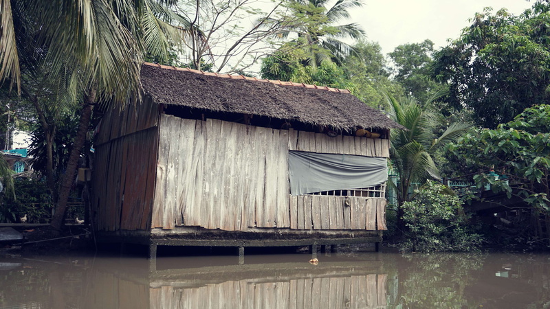 reflection, 2K, wood - material, tree, beauty in nature, tranquility, house, saigon, nature, boat, water, built structure, cottage, no people, river, waterfront