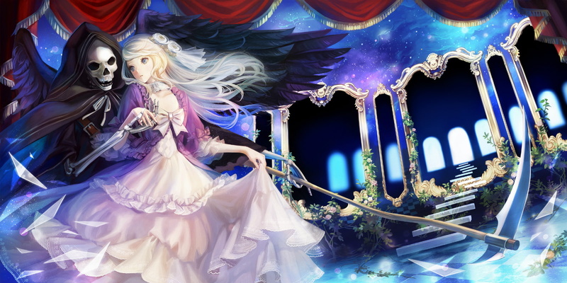 Grim Reaper, fantasy girl, anime girls, dress, blonde, anime, 720P