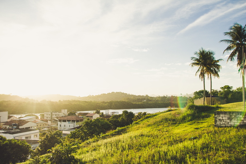 building, sunset, lagoa, 5K, built structure, green color, architecture, grass, nature, water, forest, tropical climate, amarelo, benevente, brasil, rio