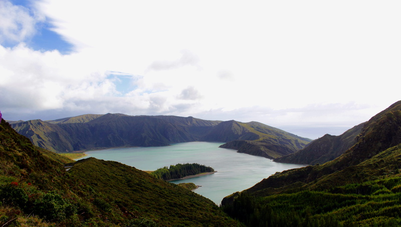 remote, tranquility, non-urban scene, landscape, outdoors, cloud - sky, fogo, day, vulcano, sky, mountain, lagoa do fogo, lake, scenics - nature, tranquil scene