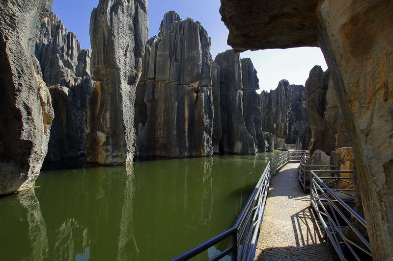 natural wonders, eroded, tranquility, non-urban scene, tranquil scene, sky, day, rock formation, formation, outdoors, solid, kunming, geology, mountain