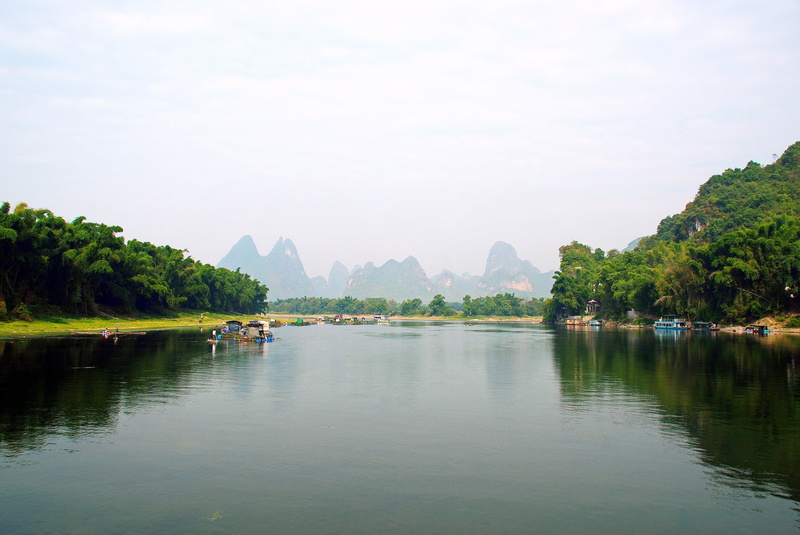 boat, mountains, bay, beauty in nature, china, fisherman, tranquility, reflections campaign, tranquil scene, non-urban scene, plant, no people, reflection