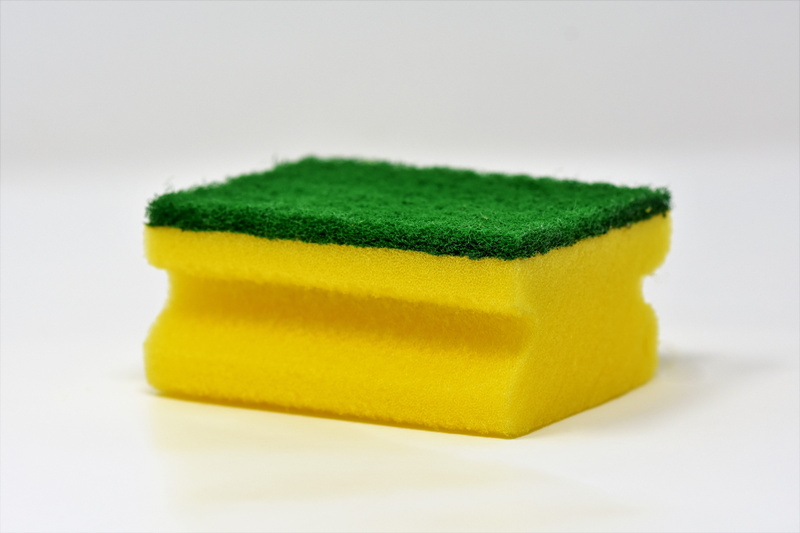 clean, green color, domestic life, cleaning sponge, white background, single object, soap sud, cleaning, housework, rinse, washing, cleaning equipment