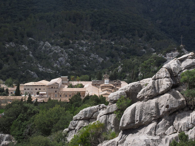 sanctuary, santa maria, beauty in nature, building exterior, balearic islands spain, santuari de lluc, no people, rock formation, growth, outdoors, mountain