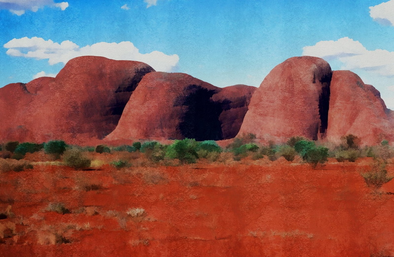 Artistic, Painting, Uluru-Kata Tjuta National Park, Outback, The Olgas, Australia, 1080P, Desert, Rock, Earth