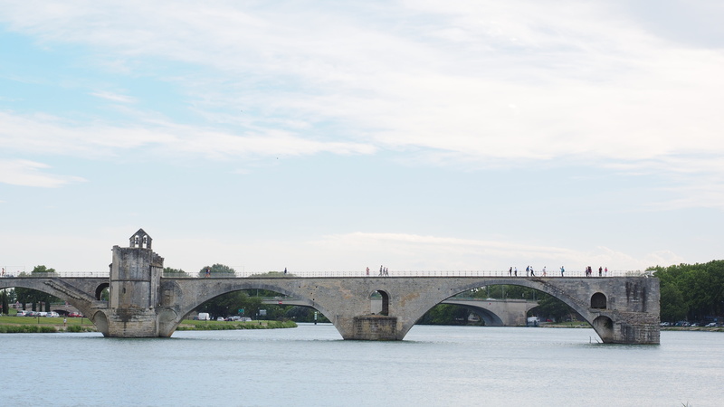 waters, invaded, rhône, bending over ruins, sky, bridge of avignon, architecture, transportation, avignon, pont davignon, destroyed, ruin, historic preservation